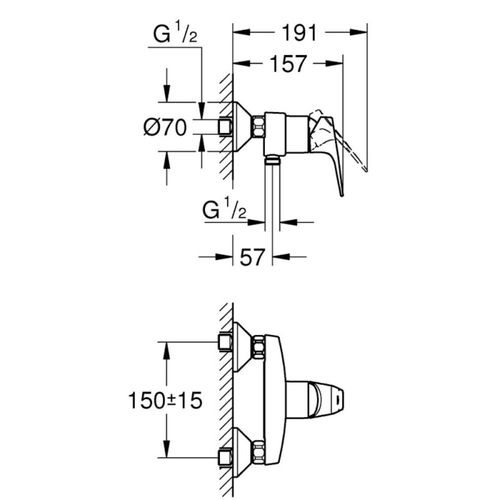 Mitigeur Douche Mécanique Grohe Quickfix Start Flow