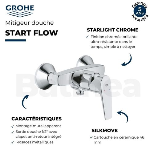Mitigeur Douche Mécanique Grohe Quickfix Start Flow