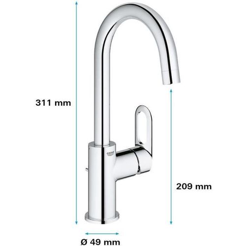 Mitigeur Monocommande Lavabo, Robinet De Lavabo Taille L - 23780000