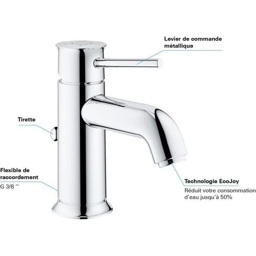 Mitigeur Lavabo Grohe Quickfix Start Classic Avec Ouverture D'eau Froide Centrale Taille S