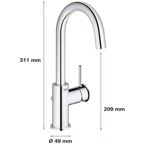 Mitigeur Lavabo Start Classic Taille L Chromé