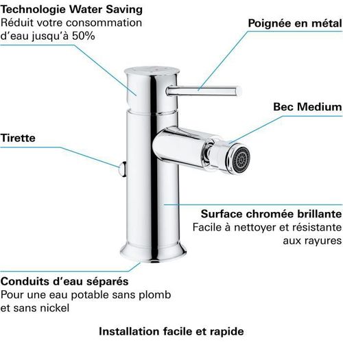 Mitigeur Monocommande Bidet Start Classic, Mousseur À Économique D'eau Orientable, Chromé, 23785000