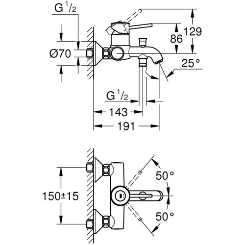 Mitigeur Bain Douche Mécanique Grohe Quickfix Start Classic