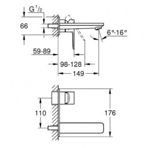 Robinet Lavabo Mural Grohe Lineare M Chromé