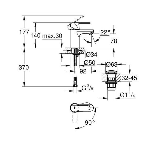 Mitigeur Monocommande Lavabo Taille S Get Blanc 23586ls0