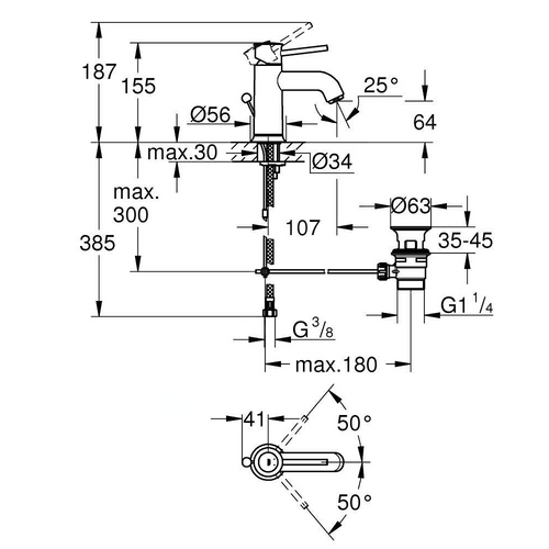 Mitigeur Lavabo Grohe Quickfix Start Classic Taille S