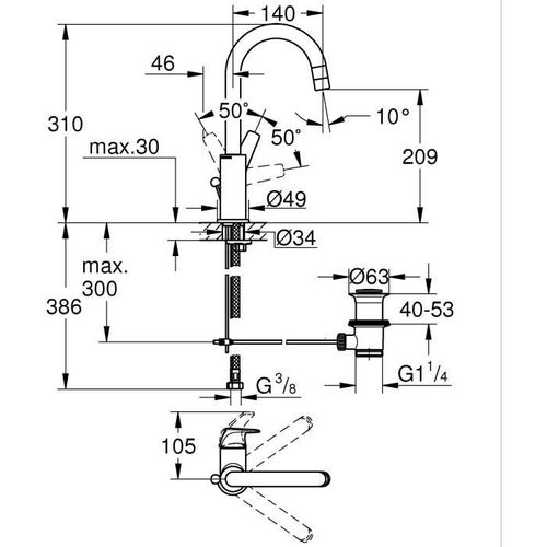 Robinet Salle De Bains - Start Flow - Mitigeur Monocommande - Taille L - Chromé - 23811000
