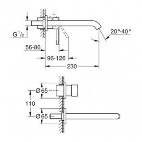 Façade Mitigeur Essence 2 Trous Lavabo Taille L Saillie 230 Cool Sunrise