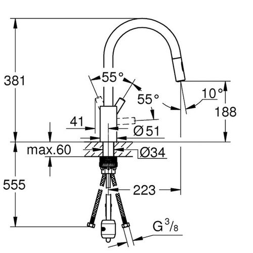 Robinet Douchette Grohe Feel Dual Supersteel Inox