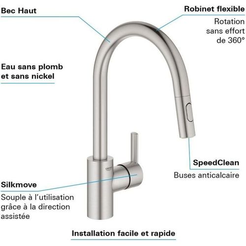 Robinet Douchette Grohe Feel Dual Supersteel Inox