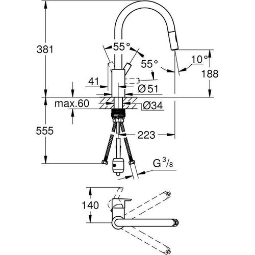 Robinet Douchette Grohe Feel Dual Supersteel Inox