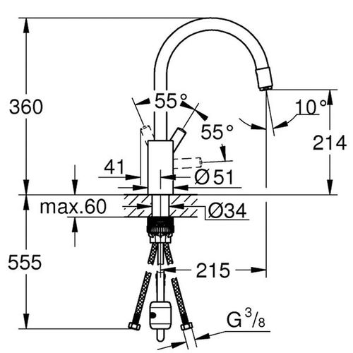 Robinet Douchette Grohe Feel Chromé