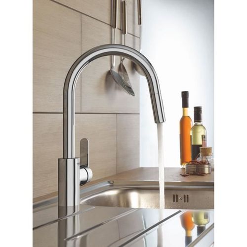 Robinet De Cuisine Avec Mousseur Bec Haut Grohe Get Chromé