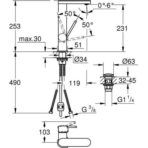 Mitigeur Lavabo Monocommande Plus Bec L Extractible - Economie D'eau - Chrome