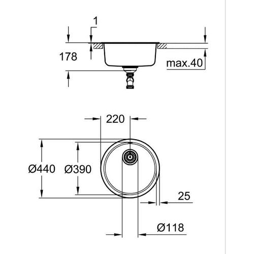 Évier Grohe Rond En Acier Inoxydable K200
