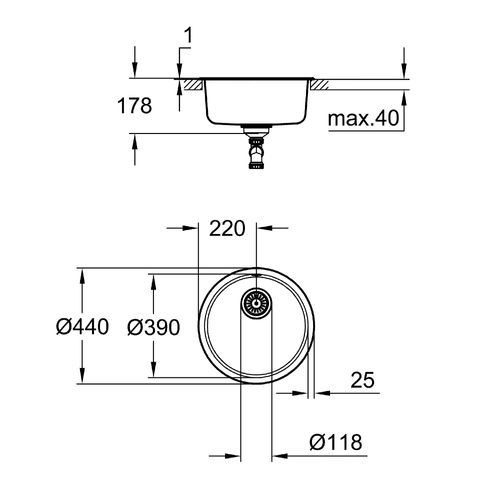 Évier Grohe Rond En Acier Inoxydable K200