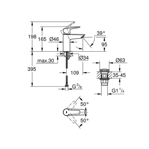 Mitigeur Lavabo Grohe Quickfix Start 2021 Taille S