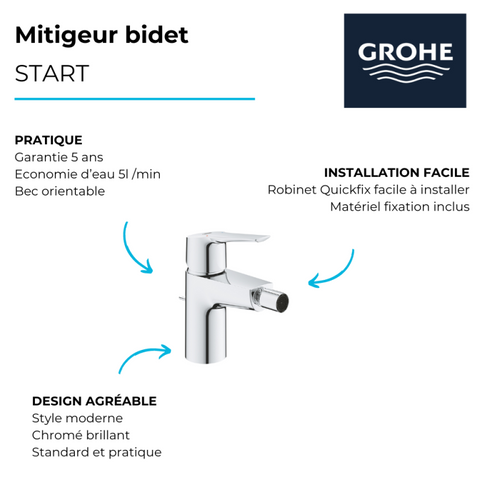 Mitigeur Monocommande Pour Bidet Chrome Taille S Start