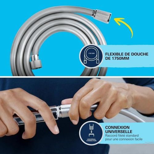 Ensemble De Douche Avec Pommeau 2 Jets, Support Et Flexible - Vitalio Comfort 110 26399001