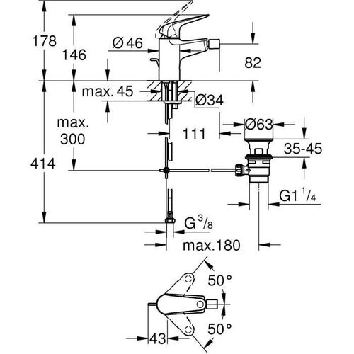 Mitigeur Monocommande Bidet - Swift - 24332001 - Chromé - Avec Rotule - Economie D'eau