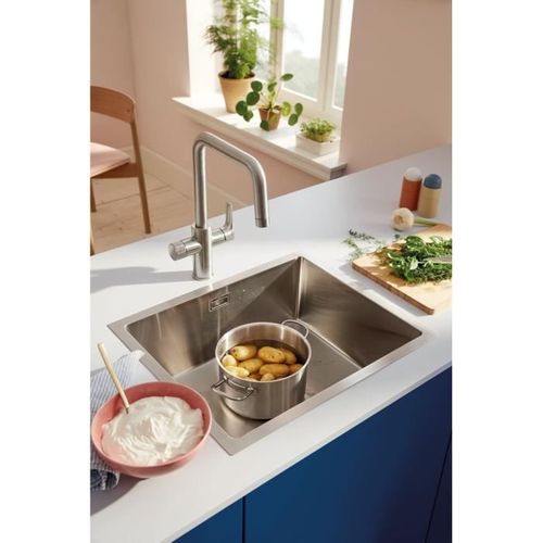 Robinet Filtrant De Cuisine - Supersteel - Filtration De L'eau - Bec Haut En U - Rotation 150°