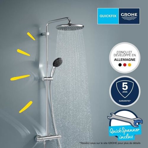 Colonne De Douche Avec Mitigeur Thermostatique - Vitalio Start System 250 - Chromé - 26677001