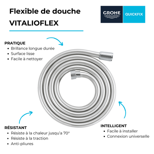 Flexible De Douche Grohe Quickfix Vitalioflex 200 Cm Chromé