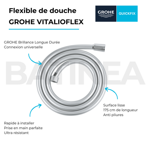 Flexible De Douche Grohe Vitalioflex Silver 175 Cm Chromé
