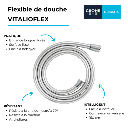 Flexible De Douche Grohe Quickfix Vitalioflex 150 Cm Chromé