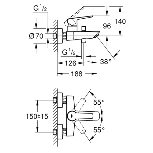 Mitigeur Bain Douche Mécanique Start Noir