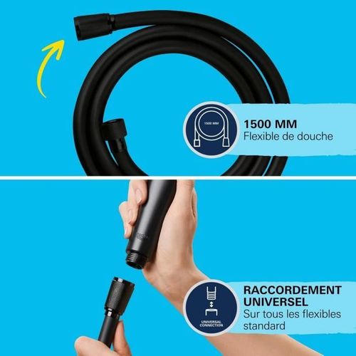 Flexible De Douche Grohe Vitalioflex Trend 1500 Mm Noir Mat