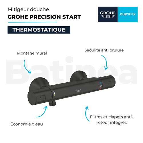 Mitigeur Douche Thermostatique Precision Start Noir