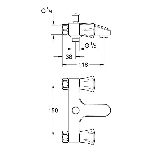 Mélangeur Bain-douche Costa L Mural Sans Raccord - 25453001