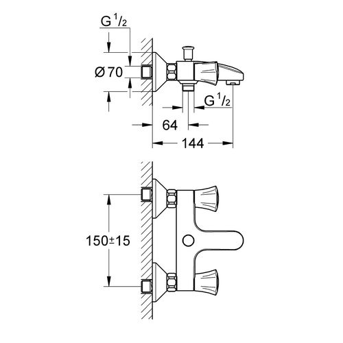 Mélangeur Bain-douche Costa L Mural à Visser - Grohe - 25450-001