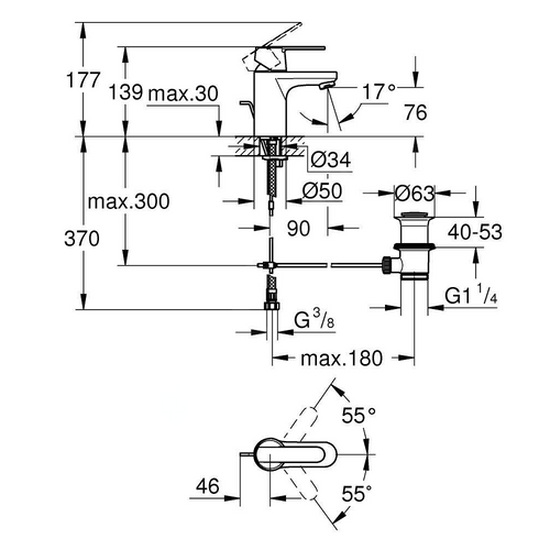 Mitigeur Lavabo Grohe Quickfix Get Taille S Avec Tirette Et Vidage Ouverture Eau Standard