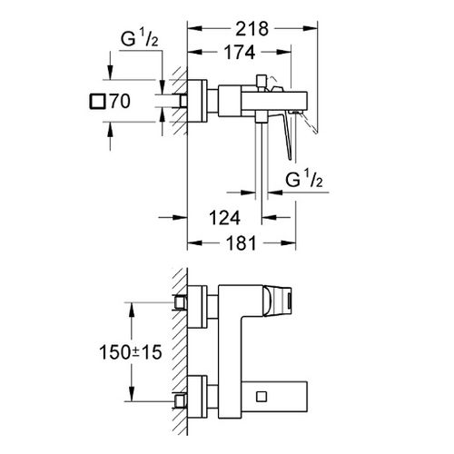 Grohe - Mitigeur Monocommande Bain/douche Eurocube