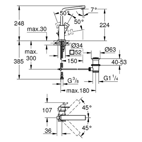 Robinet Grohe Lavabo Eurocube L