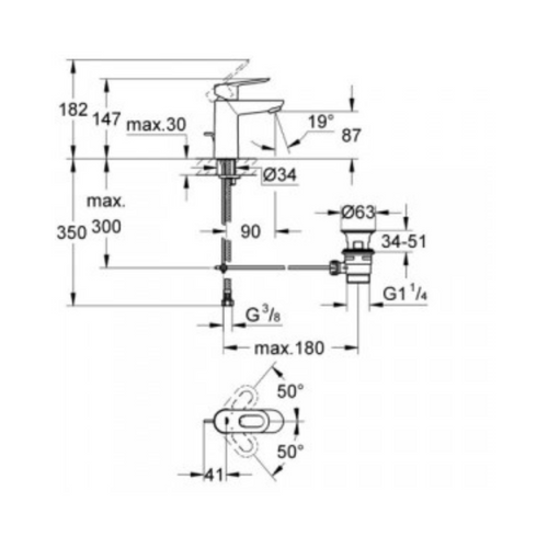 Grohe Mitigeur Lavabo Bauloop Taille S