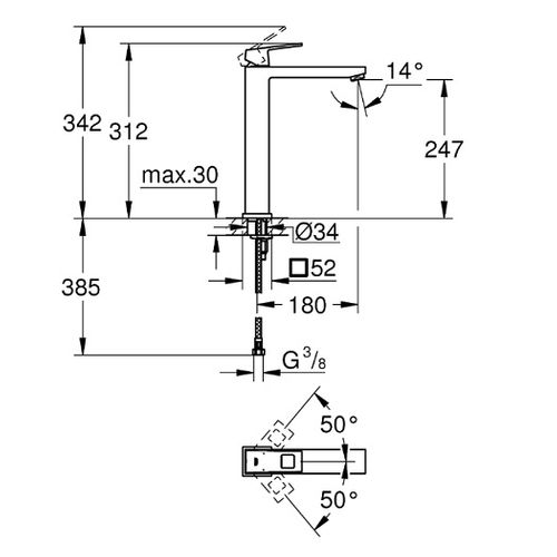 Mitigeur Lavabo/vasque A Poser Eurocube Xl