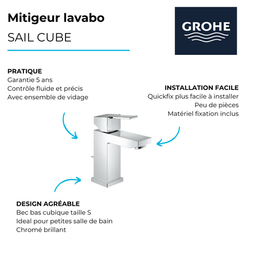 Mitigeur Lavabo Grohe Quickfix Sail Cube Taille S