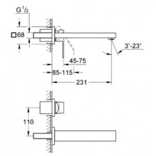 Mitigeur Lavabo Mural Grohe Eurocube Taille M