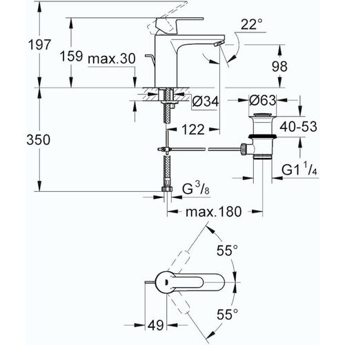 Mitigeur Lavabo Grohe Quickfix Get Taille M Chromé
