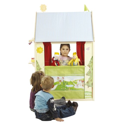 Maisonnette En Bois à 4 Faces - Théâtre De Guignol Épicerie Poste Banque