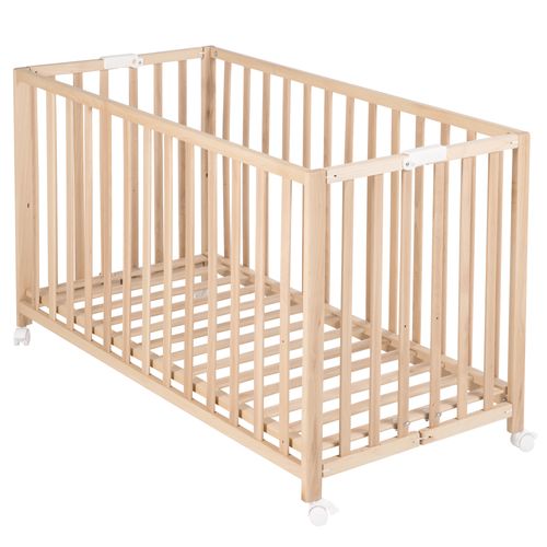 Lit Pliable Fold Up 60x120 - Réglable En Hauteur - Bois Naturel
