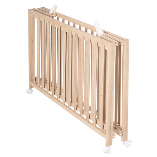 Lit Pliable Fold Up 60x120 - Réglable En Hauteur - Bois Naturel