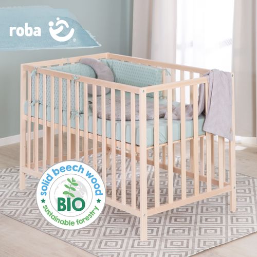 Lit Bébé Cosi 60x120 - Réglable En Hauteur - Bois Naturel
