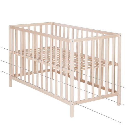 Lit Bébé Cosi 60x120 - Réglable En Hauteur - Bois Naturel