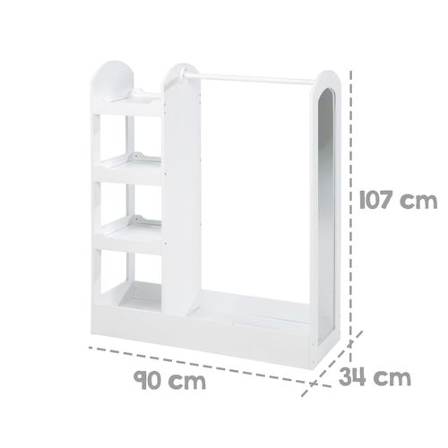 Dressing Bébé Avec Étagère, Penderie Et Miroir En Bois Laqué Blanc