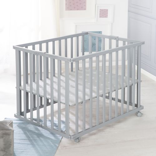 Parc Pliant 75x100 - Grille De Jeu Peu Encombrante Incl. Rouleaux - Taupe