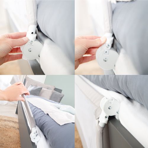 Barrière De Lit Bébé Et Enfant Klipp-klapp - 150 Cm - Antichute Et Rabattable - Gris